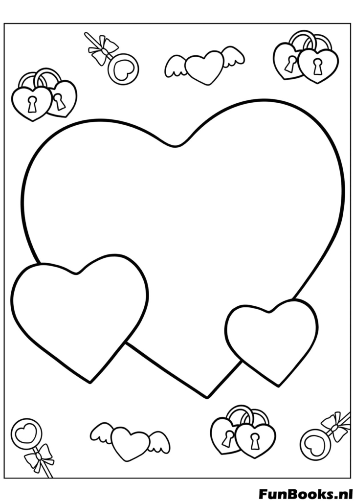 Two interlocking hearts symbolizing friendship and eternal love simple coloring page for best friends