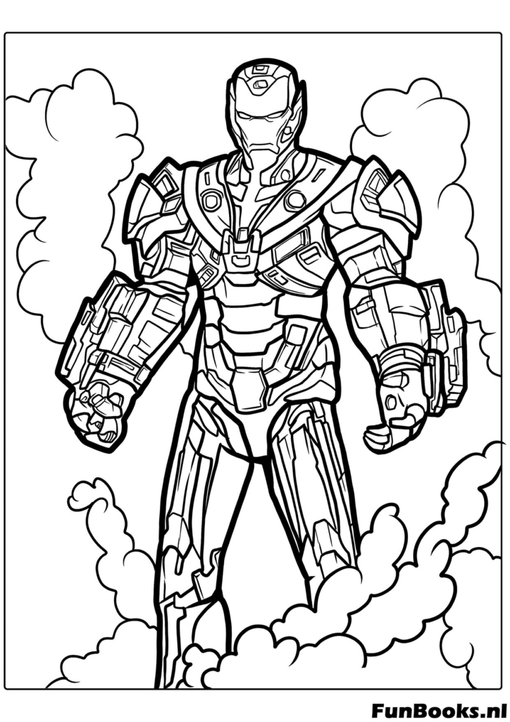 Massive armure Iron Man Hulkbuster debout coloriage