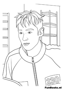 Un joueur masculin dans un survêtement vert regardant sur le côté avec une expression sérieuse Squid Game coloriage