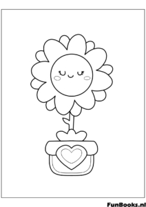 Plante de tournesol souriante dans un pot mignon jardinage de printemps coloriage