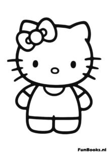 Klassieke Hello Kitty staande pose met strik kleurplaat