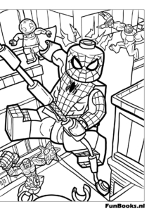 Versión LEGO de la pelea entre Spider-Man y el Doctor Octopus dibujo para colorear