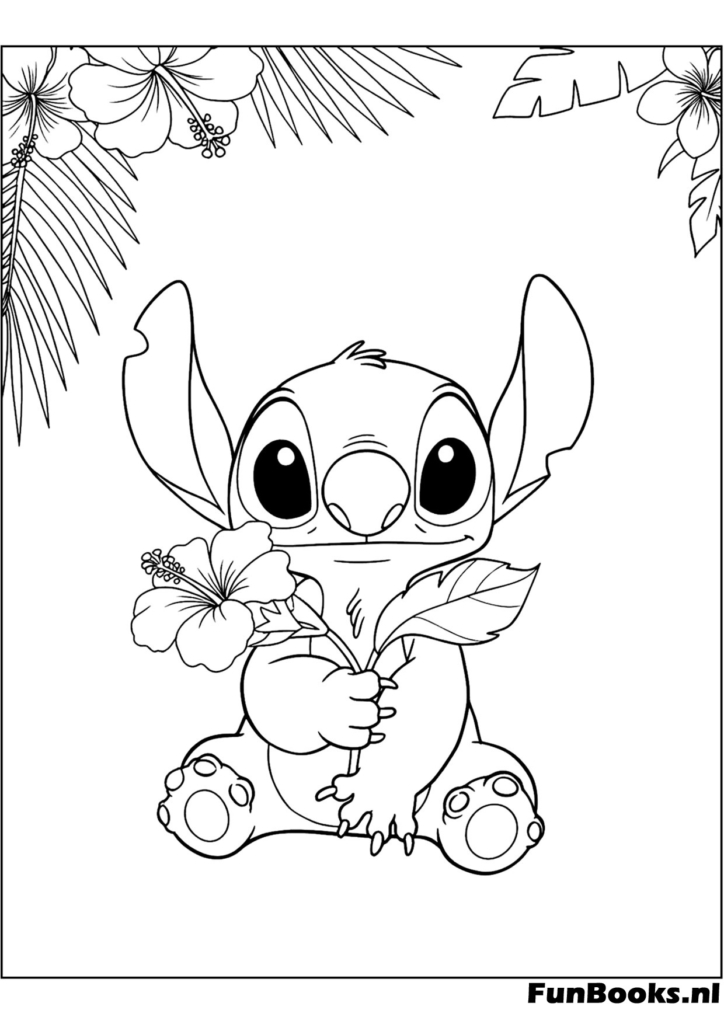 Free Lilo and Stitch coloring page with Stitch smiling