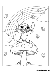 Stitch cartoon outline coloring sheet