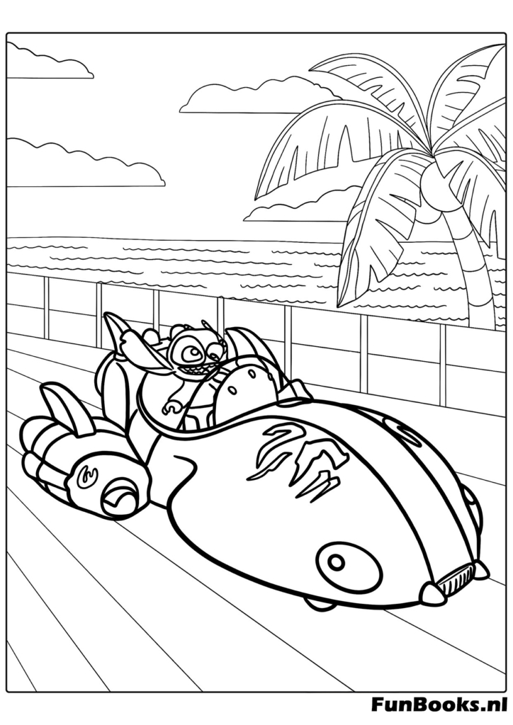 Lilo and Stitch beach style coloring page