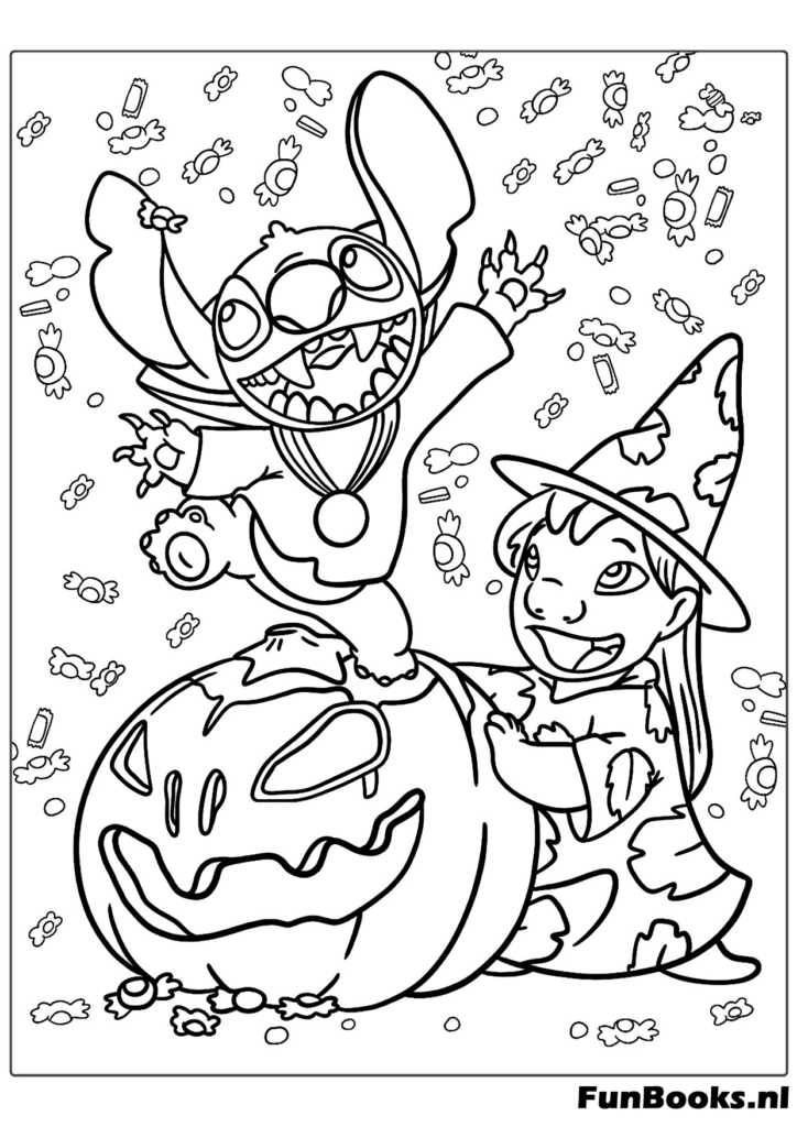 Stitch in spielerischer Aktion Ausmalbild