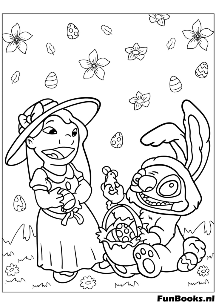 Lilo und Stitch ruhige Szene Ausmalbild