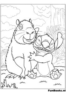 Druckbares Stitch Ausmalbild mit einfachen Linien