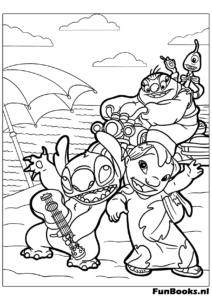 Einfaches Lilo und Stitch Ausmalbild druckbar