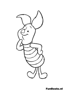 Adorable pequeño Piglet de pie y sonriendo tímidamente dibujo simple para niños dibujo para colorear