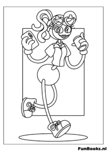 Mommy Long Legs saliendo de un marco portal con pose aterradora dibujo para colorear