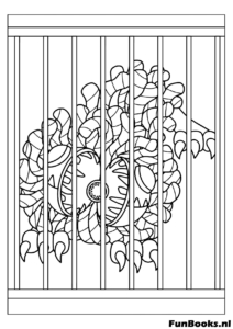 The giant nightmare CatNap monster trapped behind bars coloring page