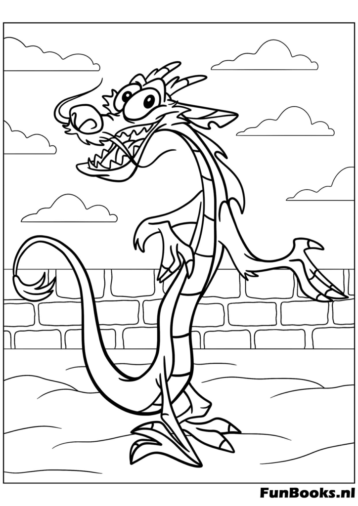 Belle Mulan debout sous un cerisier en fleurs dans un jardin coloriage