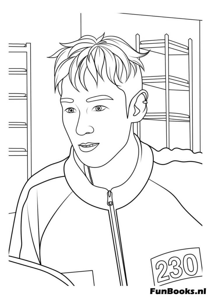 A male player in a green tracksuit looking to the side with a serious expression Squid Game coloring pages