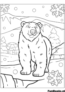 Realistic polar bear sitting on an ice floe wild animal winter nature coloring page