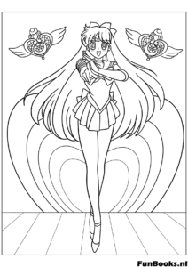 Sailor Moon doing her famous In the Name of the Moon I will punish you pose coloring page