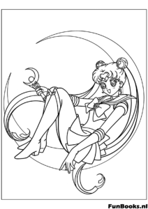Sailor Moon Sentada Luna Lado Dibujo para colorear Sailor Moon Sentada Luna Lado Dibujo para colorear