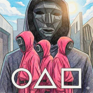 dessins squid game à colorier, pages squid game à imprimer, coloriages squid game