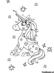Sitting Unicorn Starry Sky Coloring Page Sitting Unicorn Starry Sky Coloring Page