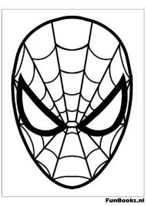 Close up of the classic Spider-Man mask face coloring page