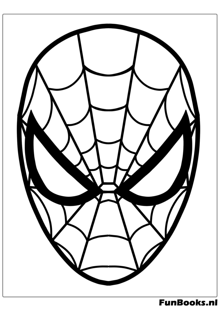 Gros plan du visage masque classique de Spider-Man coloriage
