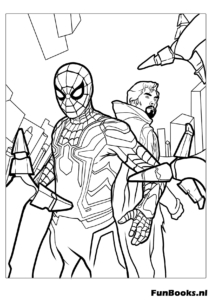 Spider-Man mit Iron Man und Captain America Ausmalbild