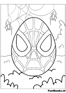 Un œuf de Pâques décoré avec le motif du masque de Spider-Man coloriage