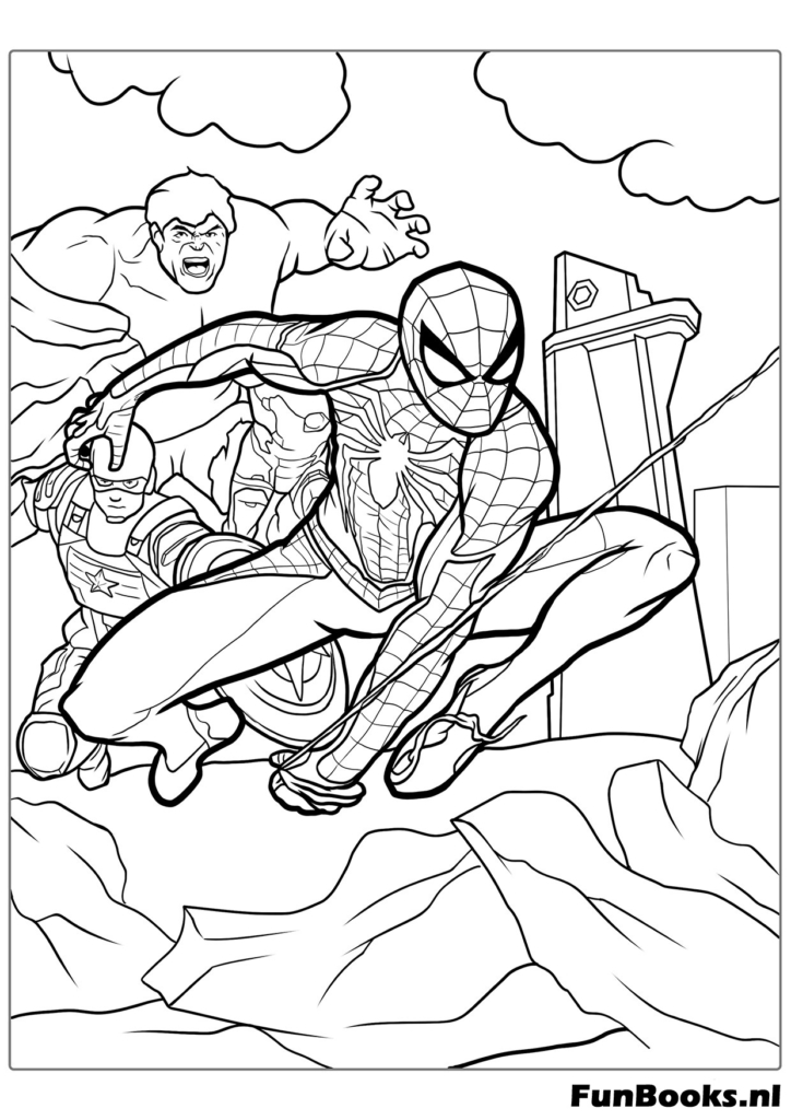 Spider-Man weicht den mechanischen Tentakeln von Doctor Octopus aus Ausmalbild