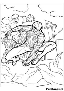 Spider-Man esquivando los tentáculos mecánicos del Doctor Octopus dibujo para colorear