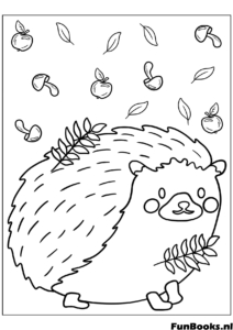 Entzückender Igel läuft mit einem Pilz auf dem Rücken Herbstwald Ausmalbild