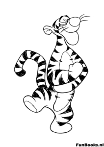 Tigger läuft stolz Ausmalbild Tigger läuft stolz mit erhobenem Kinn und Händen auf dem Rücken selbstbewusste Pose Ausmalbild