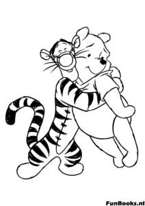 Tigger umarmt Puuh Ausmalbild Energetischer Tigger gibt Winnie Puuh eine große freundschaftliche Bärenumarmung Liebe Freundschaft Ausmalbild