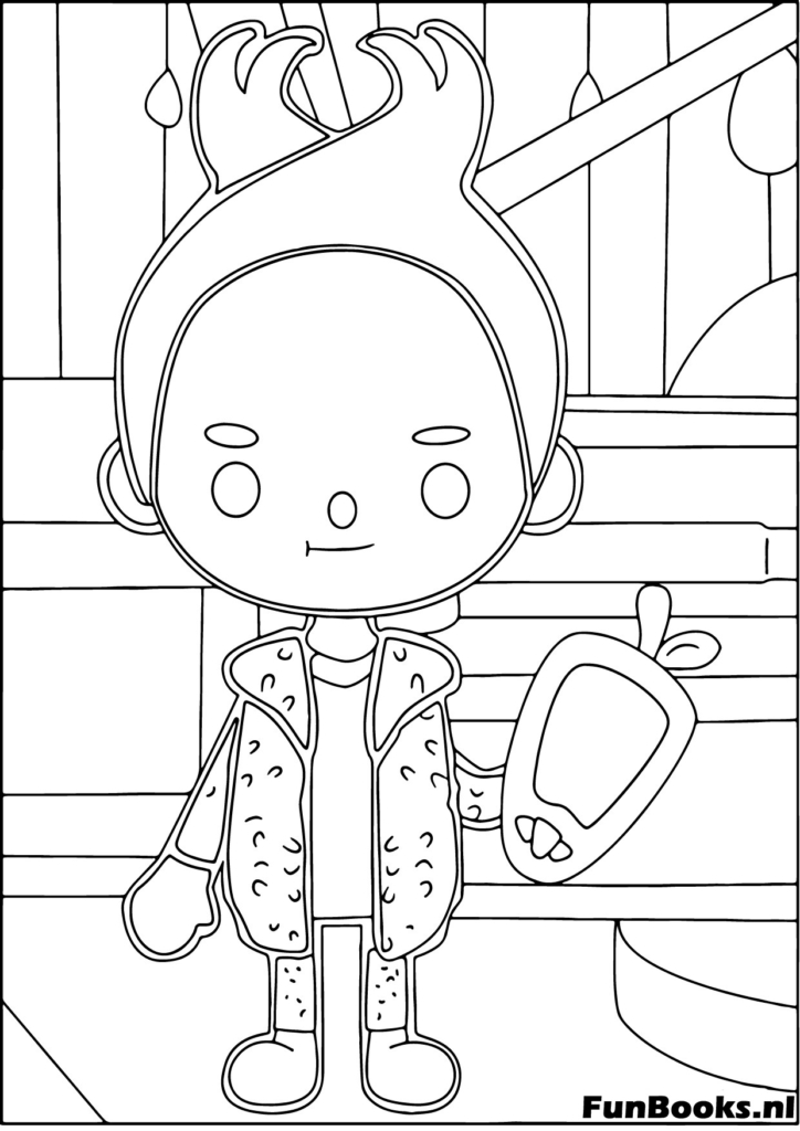 Cool Toca Boca girl with mohawk hairstyle and punk outfit coloring page