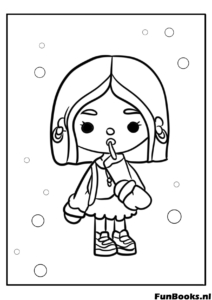 Toca Boca Rita Pie Dibujo para colorear Lindo personaje Rita de Toca Life World de pie con cabello azul dibujo para colorear