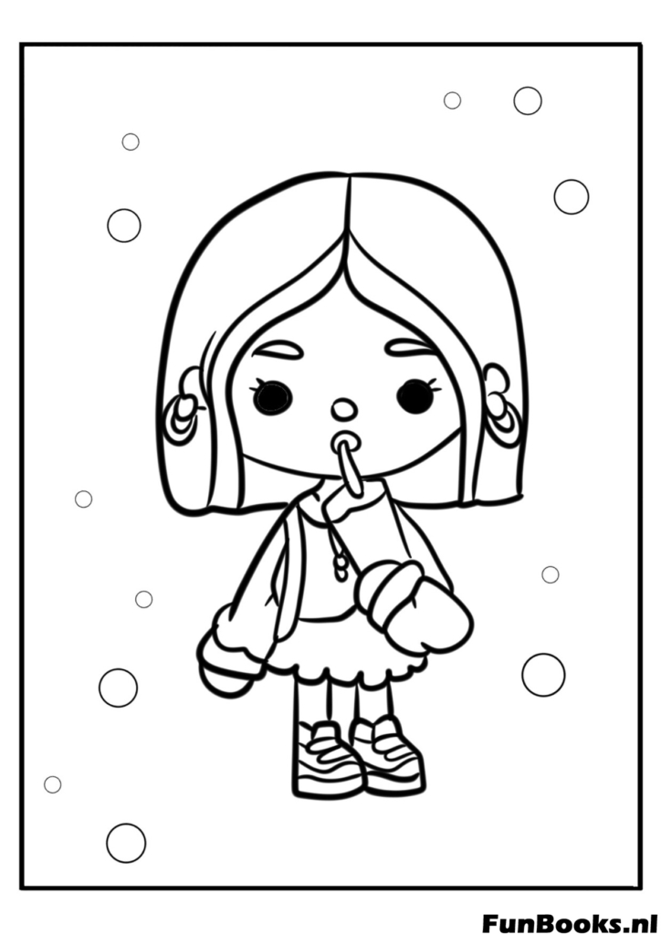 Schattig personage Rita uit Toca Life World staat met blauw haar kleurplaat