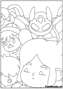 Close up of Toca Boca friends taking a group selfie photo coloring page