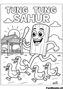 Tung Tung Sahur rennt Enten Ausmalbild