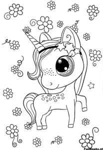 Unicorn Head Floral Wreath Coloring Page