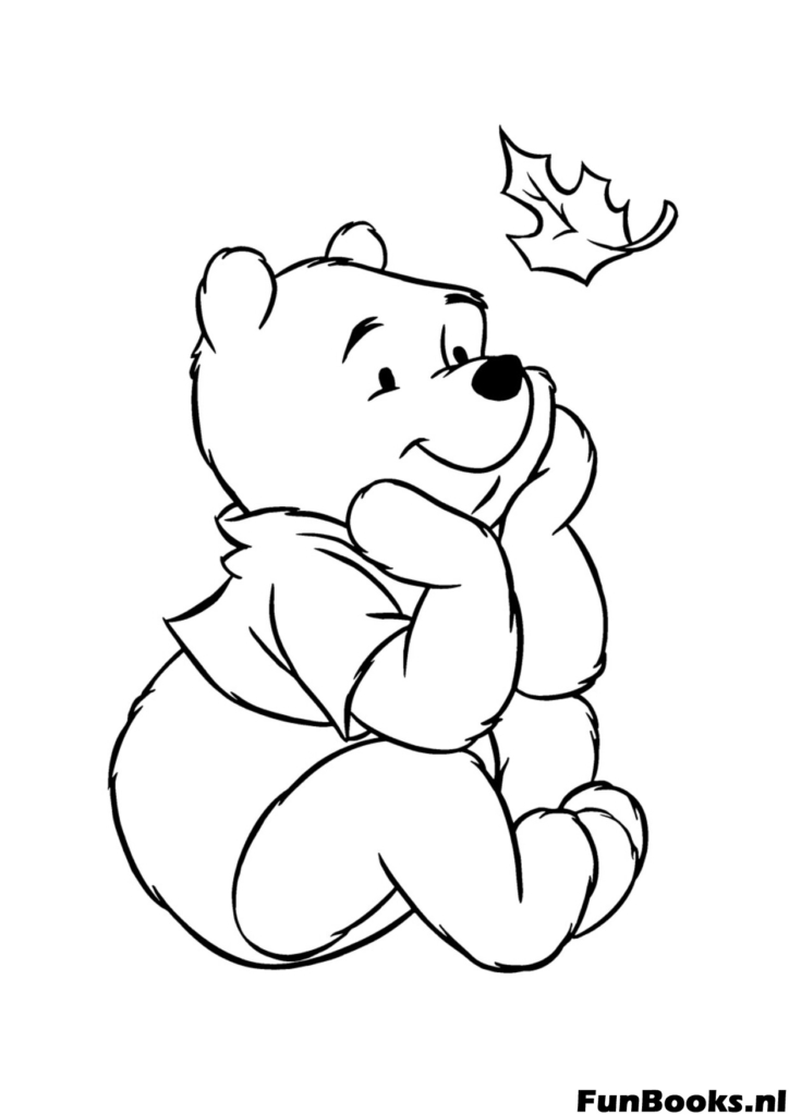Winnie l'Ourson assis tranquillement et rêvassant de pots de miel humeur détendue coloriage