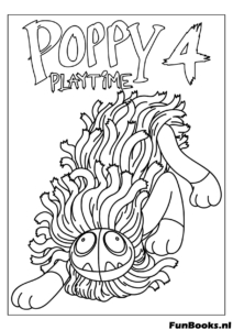 Yarnaby das Löwenmonster neben dem Poppy Playtime Kapitel 4 Logo Ausmalbild