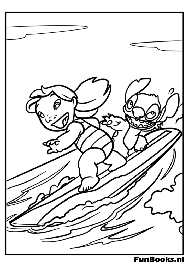 Coloriage Lilo qui fait un câlin à Stitch