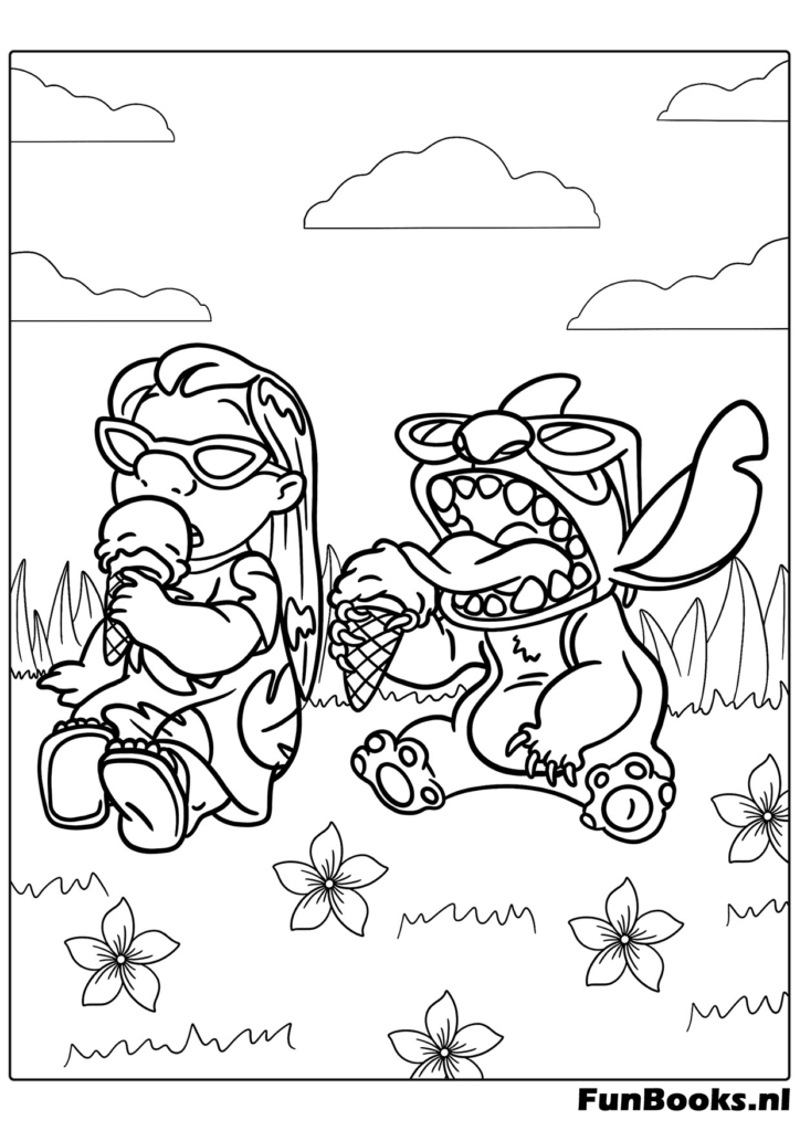 Coloriage Stitch assis au design simple